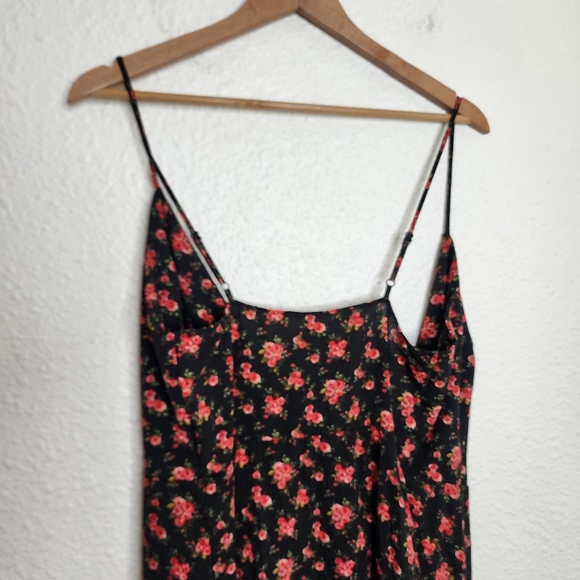 Free People All My Love Ruffle Mini Dress Black with Red Floral Size Small NWT - Picture 7 of 8